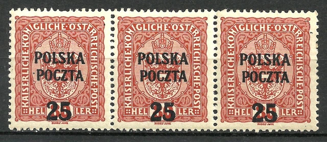 POLAND 1919 KRAKAU  Mint Never Hinged ** Fi.38 x3 ** signiert  LUX **