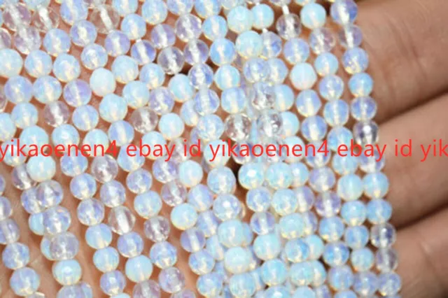 4mm Natural White Moonstone Gemstone Faceted Round Loose Beads 15'' AA