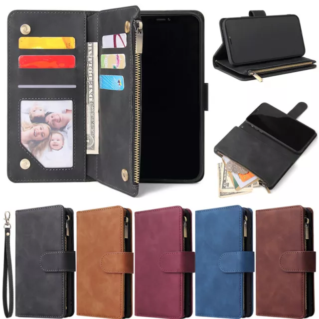 Zipper Leather Wallet Case For Samsung S24 Ultra Plus S23 S22 S21 S20 FE Note 20