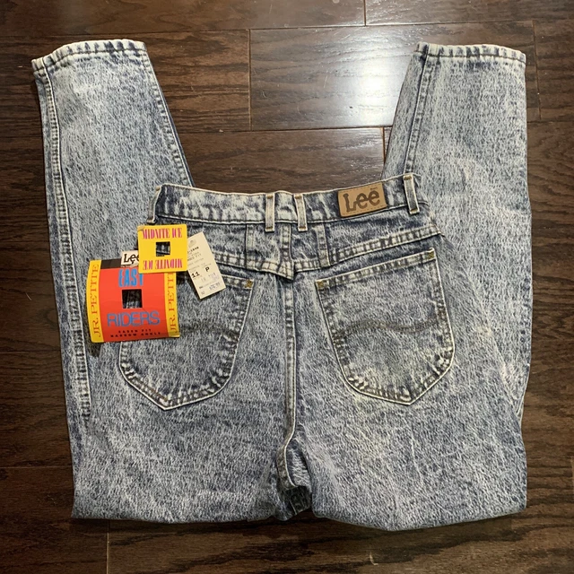NWT Vintage Lee Easy Riders Womens High Rise Stone Wash Midnight Ice Mom Jeans