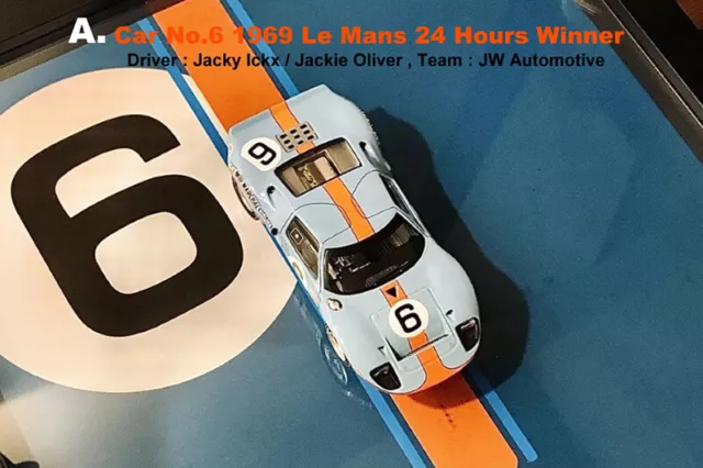Modelo de automóvil Zoom 1:64 Ford GT40 MK1 Le Mans aleación de 24 horas - Recubrimiento Gulf No.6 y 9 3