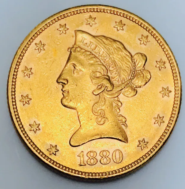 1880 P $10 Gold Liberty Knockout Piece! Super Rare Find! Must See Gold Nr #36073