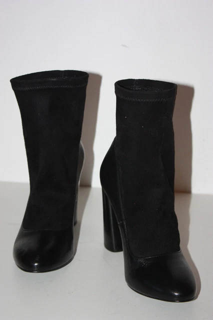 SAN MARINA Bottines Boots Bi Matière Stretch Cuir Noir T 37 TBE 2