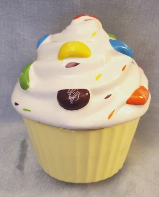 Jelly Belly Collectibles Ceramic Cupcake Jelly Bean Dish Trinket Jar