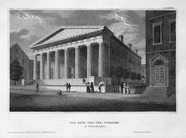 1840 Philadelphia Bank bank Amerika America Ansicht Stahlstich steel engraving