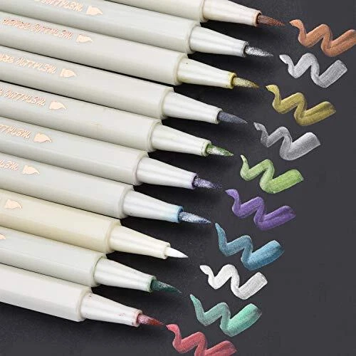 DealKits Lot de 10 marqueurs métalliques de qualité supérieure pour création ...