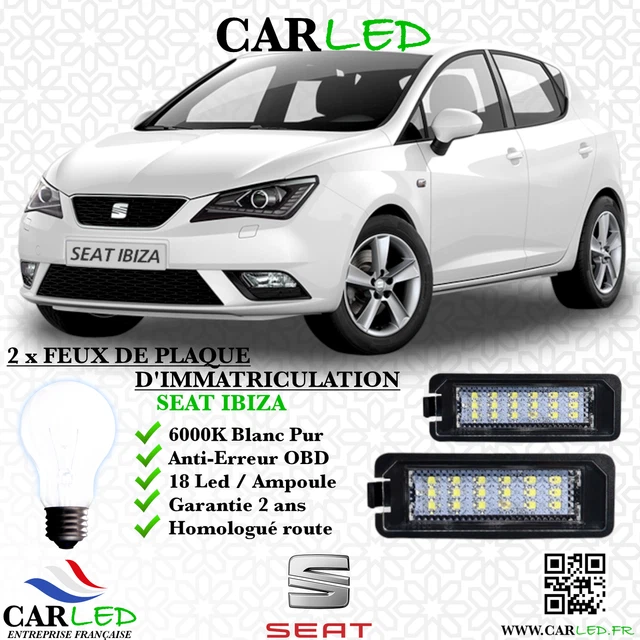 2 Feux LED Plaque D'immatriculation Arrière Pour Seat Ibiza IV 6J/6P 2009-2016 - Blanc 6000K - Plug & Play