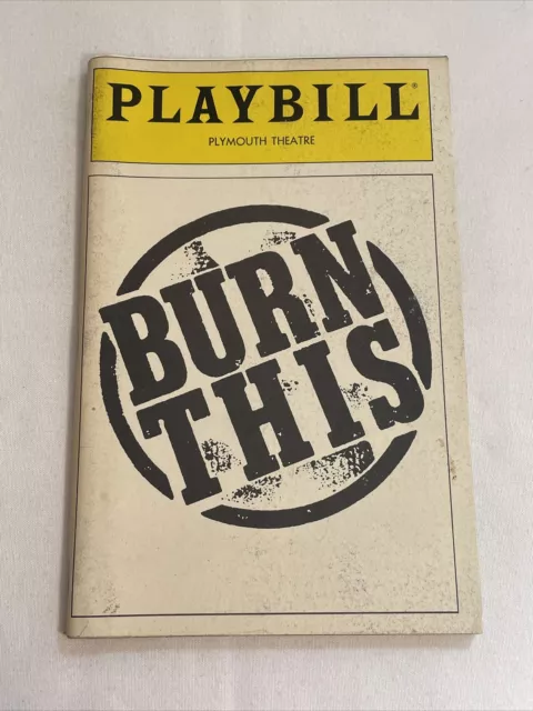 1988 May PLAYBILL Magazine, Plymouth Theatre: Burn This (MH244)