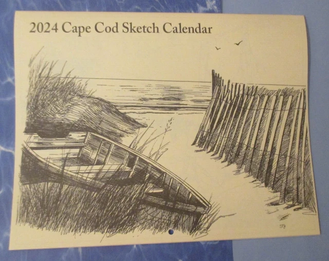2024 CAPE COD Sketch Beach ART MONTHLY WALL CALENDAR 8.5X11 Christmas