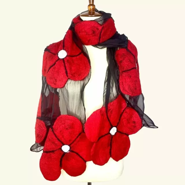 Nepalese Handmade Felted Winter Flower Scarf