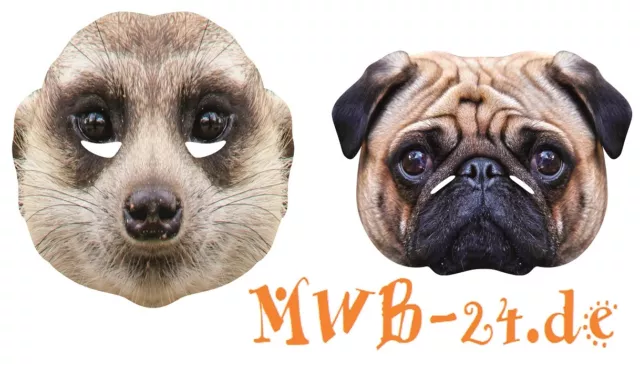 Rubies Card mask - Face Mask * Erdmännchen, Mops, Meerkat, Pug * Maske aus Pappe