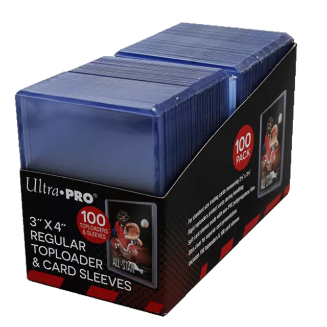 Toploaders - 100 Ultra Pro 3 X 4 Regular Toploader with100 Soft Card Sleeves