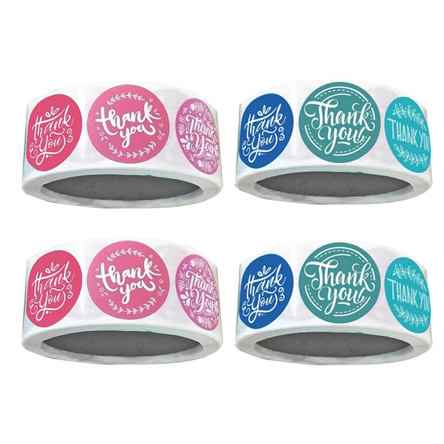 4 Rolls Thank You Packaging Sealing Stickers Round Paper Seals Labels Gifts