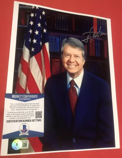BECKETT COA CERTIFIED PRESIDENT JIMMY CARTER SIGNED 8.5x11 PHOTO! 100% REAL! 20