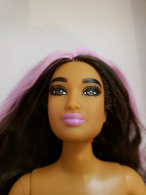 New Nude Barbie Extra Doll Long Wavy Hair W Pink Streaks Articulated Curvy 14 00 Picclick