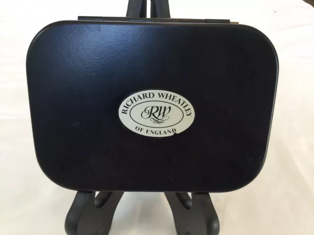 Vintage Richard Wheatley Aluminium Black Fly Fishing box. In Original Box.  Flies