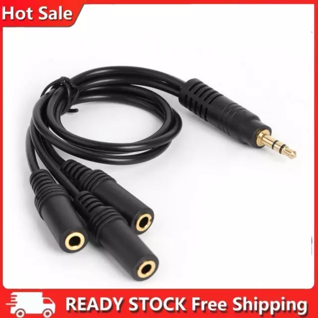 3.5mm 3-Pole Plug to 3 Way Stereo Audio Headphone Splitter Adapter Cable