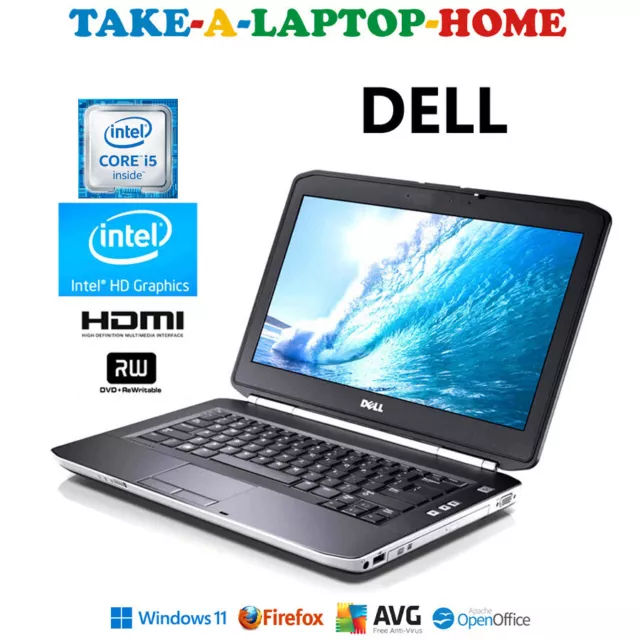 Dell Laptop i5 Windows11 Pro 500Gb 8Gb Ram HD Screen DVD USB WiFi - COMES BOXED