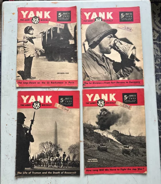 Vintage May 1945 WWII YANK The Army Weekly Magazine Lot of 4 Truman Roosevelt
