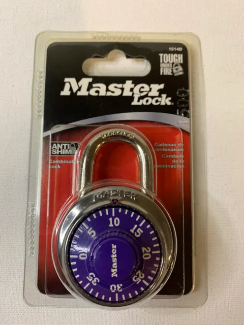 Master Lock Purple Dial Combination Padlock No. 1514D New In Package Made In USA