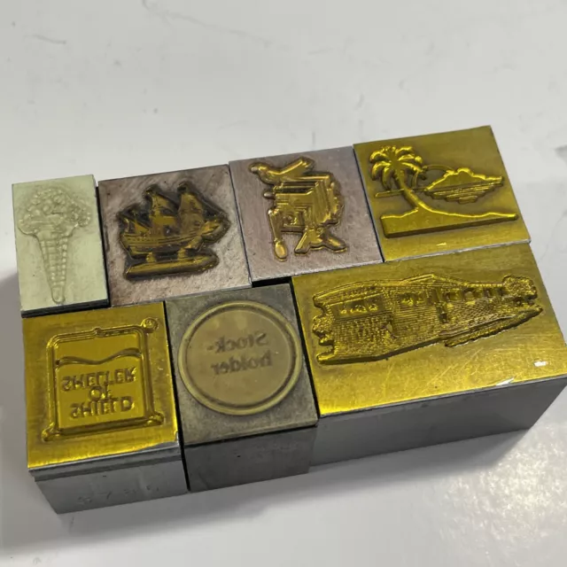 Vintage Printing Blocks Aluminum & Plastic Ship Camera Ice Cream