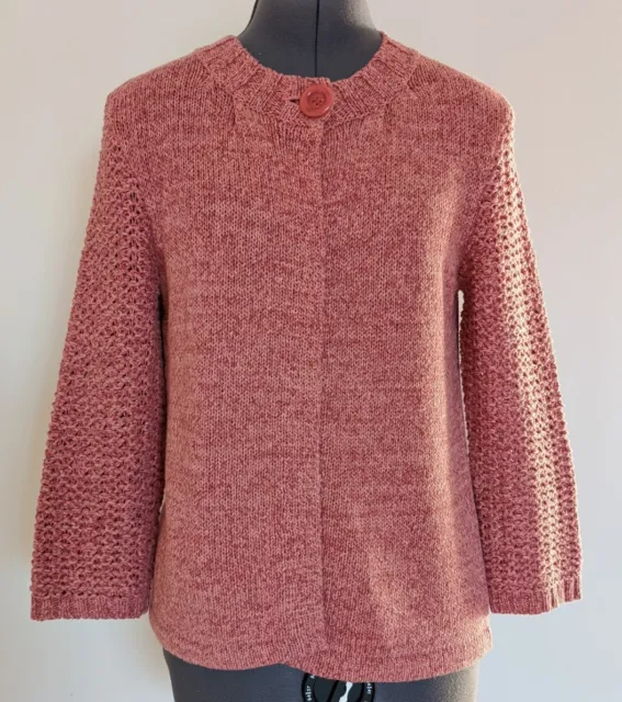 Jump Knit Cardigan Womens Pink Coral Long Sleeve Single Button Casual Sz M / 12