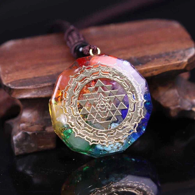 Orgonite Pendant Sri Yantra Necklace Sacred Geometry Chakra Energy Necklace