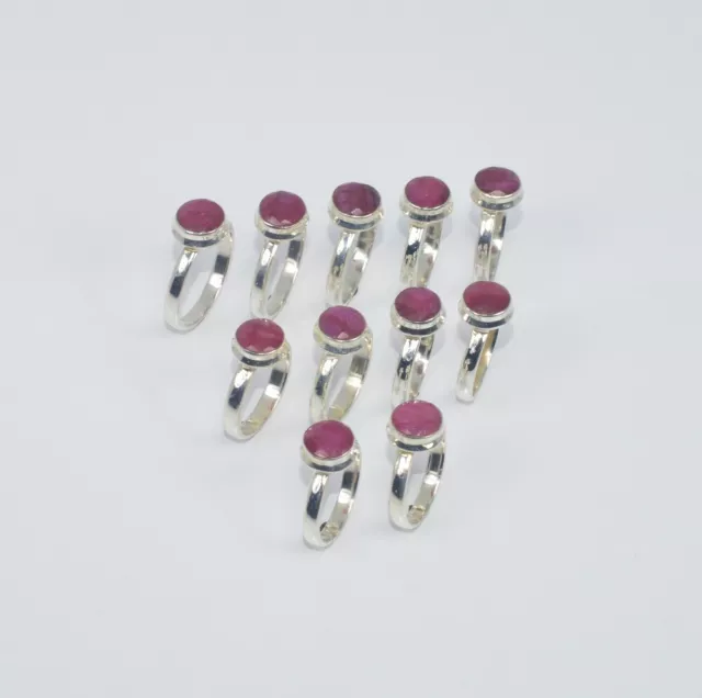 Wholesale 11Pc 925 Solid Sterling  Simulated Ruby Ring Lot Gtc194 R249