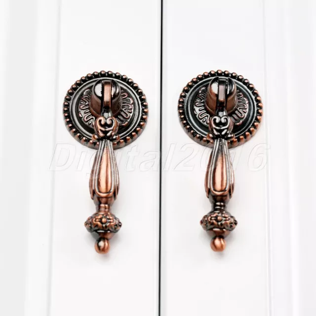 2X Antique Euro Style Cabinet Drawer Drop Door Pull Knob Hanging Design Handle