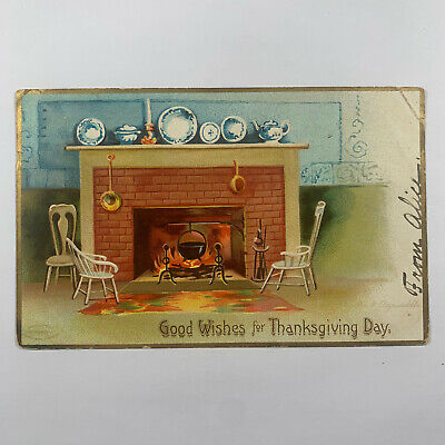 Postcard Thanksgiving Hearth Cast Iron Cooking 1907 Brooklyn New York NY
