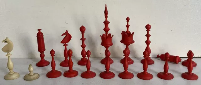 Jeu d’échecs Ancien Pièces  Os Chess Game XIXeme Siècle