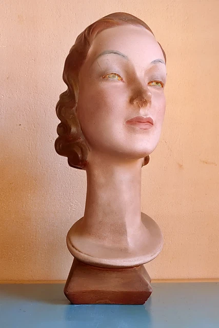 Frauenbüste Dekobüste Art Deco Kopf 20er Mädchenbüste Frauenkopf Büste 46cm Neu