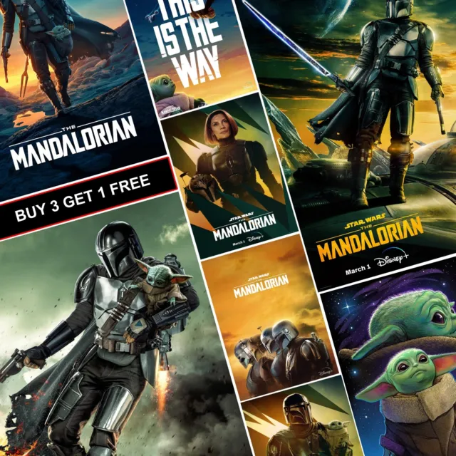 Star Wars The Mandalorian Posters A4 A3 A5 Baby Yoda Grogu Prints Art Season 3