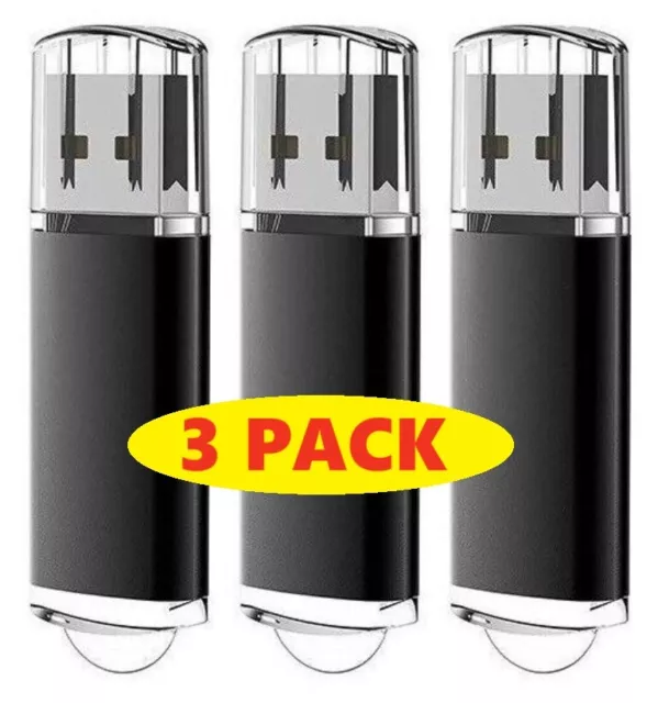 USB 2.0 Flash Pen Drive Memory Stick High Speed 3 Pack 1,2,4,8,16,32,64,128 GB