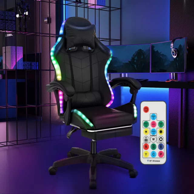RGB Gaming Stuhl  LED Beleuchtung Gamer Sessel Gaming Chair Gamingstuhl