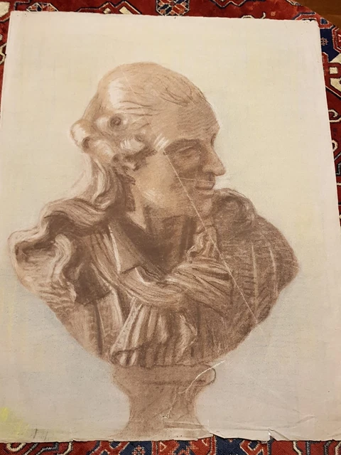 Disegno Grisaglia Con Busto Virile, Xix Secolo