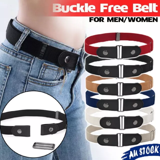 Elastic Invisible Comfortable Women No Bulge Hassle Belt Jeans Buckle free belts