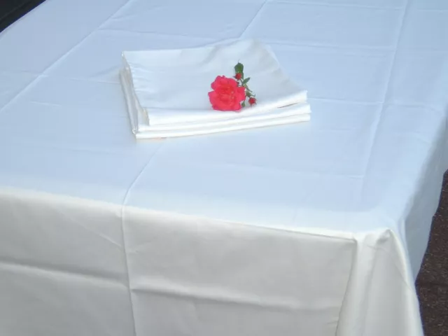 Tischdecke Tafeltuch 150x190cm Tablecloth Damast Baumwolle weiß glatt