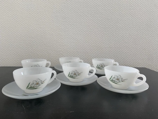 Service à Café Vintage Arcoroc Octime – Tasse Et Soucoupe Arcopal Noir, Fabrication Française Années 90