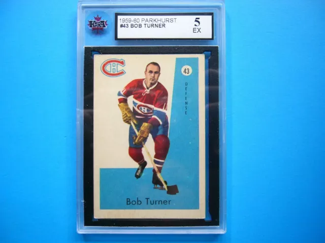 1959/60 Parkhurst Nhl Hockey Card #43 Bob Turner Ksa 5 Ex Sharp Parkie Gl