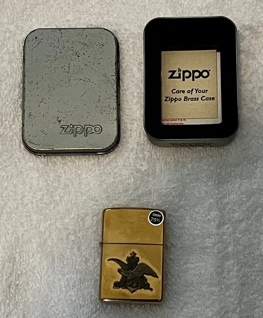 ZIPPO BUDWEISER ANHEUSER BUSCH EAGLE BRASS LIGHTER 2000 Unfired Sticker Intact