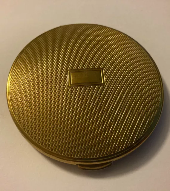 Vintage Kigu Round Gold Tone Powder Compact