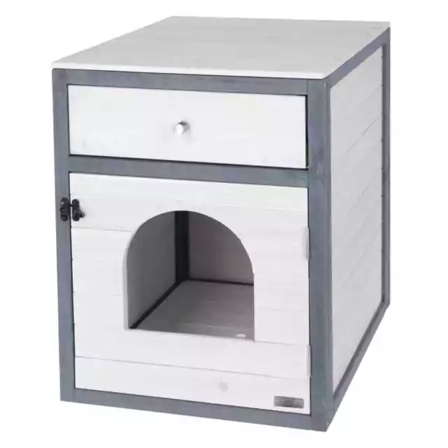 Kerbl Armoire à litière pour chat Ida 45x58x60 cm Blanc et bleu 2