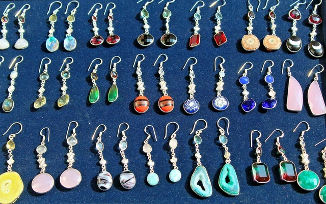 Gema Natural Pendientes Mayorista Lote De Mix con Piedra Preciosa para Mujer #01