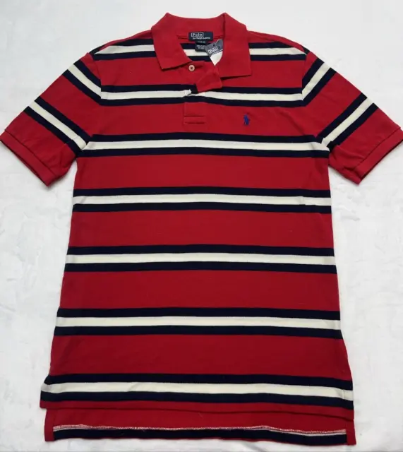NWT Polo Ralph Lauren Boys L 14 - 16 Red White Blue Navy Polo Shirt