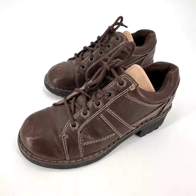 Lower East Side Y2K Faux Leather Lace Up Chunky Oxford Shoes Brown Size 6.5