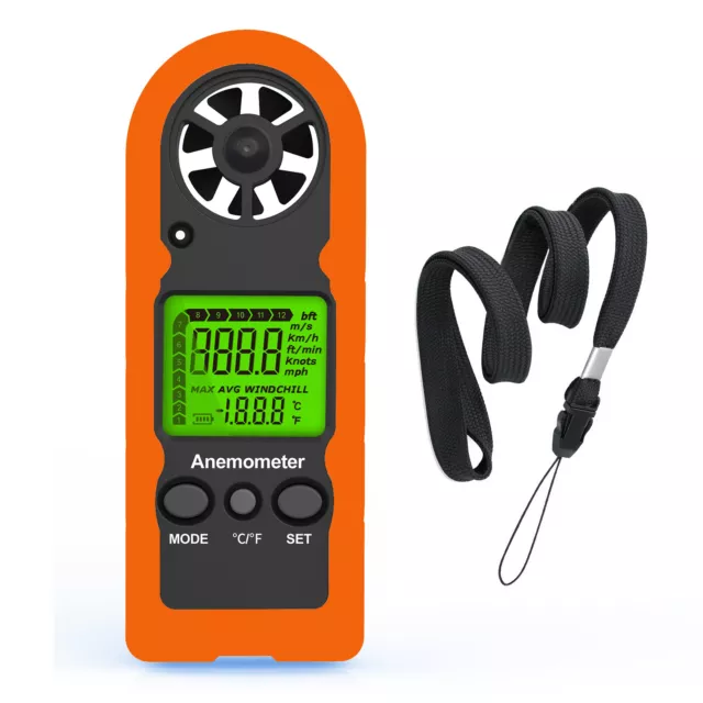 Mini Digital Anemometer Wind Speed Meter 0.3-30m/s Wind Temperature Gauge LCD