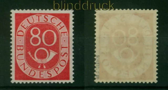 Bund Mi #  137 postfrisch 80 Pfennig Posthorn geprüft Schlegel BPP (53845)