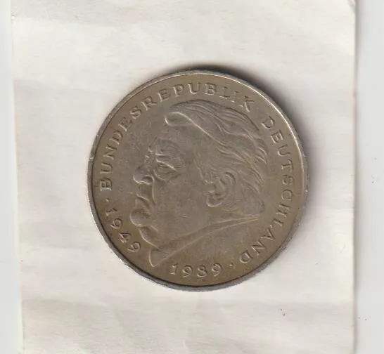 Bundesrepublik Deutschland 2 Deutsche Mark 1990 J Franz Josef Strauss