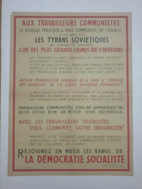 Aux travailleurs communistes	vers 1950 Affiche Originale